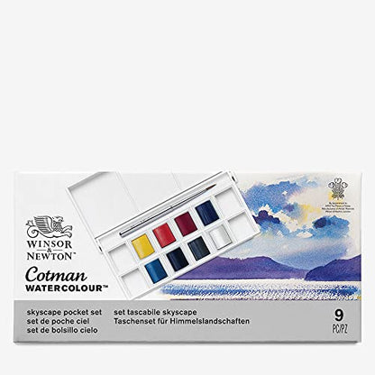 Winsor & Newton Cotman Watercolor Paint Set, 8 Half Pan, Sky Colors w/ Brush - style: 8 Half Pan Sky Colors