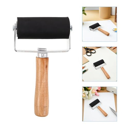 VICASKY 6 Pcs Rubber Paint Roller Ink Rollers with Wood Handle - Printmaking Tools for Crafting Stamping Scrapbooking DIY Home Art Parties