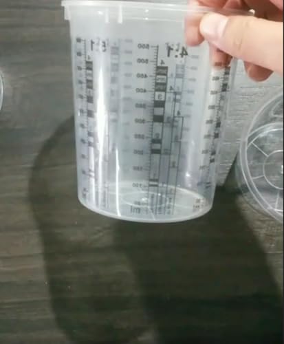 Plastic Paint Mixing and measuring Cup (1,100 mL) (Box of 25) Best for measuring liquids - size: 1100 mL
