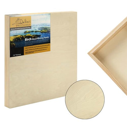 Da Vinci Pro Birch Wood Panel 7/8" Deep – 12x12 Single Panel - Fine Textured, Warp Resistant, Lightweight & Rigid – Perfect for Mounting Sanded Pastel or Watercolor Paper, Linen or Canvas