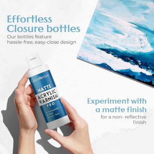 GRANOTONE Clear Coat Acrylic Matte Finish Varnish 6.76 fl oz Non Yellowing Non Toxic Anti Crazing 200 ML for Pro Artists Hobby Painters - style: Matte