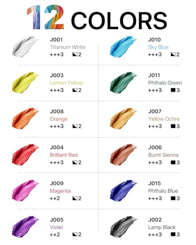 12 Colors Acrylic Paint Bottle Set (500ml/16.9oz), Large Bottles Acrylic Paint Kit, Rich Pigmented Bulk Painting Supplies for Artists, Beginners and Adults on Rocks Canvas Crafts Wood Ceramic Fabric - color: 12 Colors