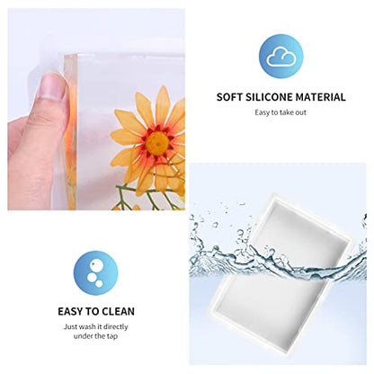 3 Pcs Rectangular Silicone Molds for Resin, Large Resin Mold Glossy Deep Square Molds 9.6''x 6.6'' w. 4''x 2.7'' w. 3.1''x 2.5'' w, Deep Epoxy Resin Molds for Flowers Preservation, Resin Casting - color: Rectangular Silicone Molds