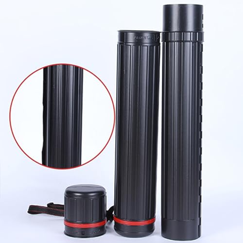 DEWEL 2Pcs Poster Tube Extends from 30" to 51", Waterproof Telescoping Plastic Art Tube for Poster Art Document Blueprint Fishing Rod, Light Resistant with Carrying Strap(Black XL Size) - color: Black (Striped), size: X-Large