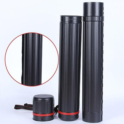 DEWEL 2Pcs Poster Tube Extends from 30" to 51", Waterproof Telescoping Plastic Art Tube for Poster Art Document Blueprint Fishing Rod, Light Resistant with Carrying Strap(Black XL Size) - color: Black (Striped), size: X-Large