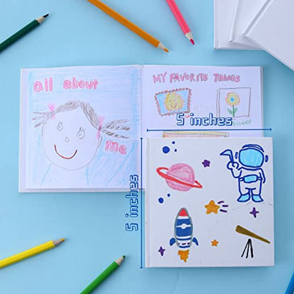 6 Pack Hardcover Blank Book,5x5 Inch Unlined Sketchbook Journal - 18 Sheets/36 Pages Each, Bulk Pack of White Hardcover Blank Books for Writing, Drawing Make Your Own Book, Multi-Purpose for Students & Adults - size: 5x5 inch