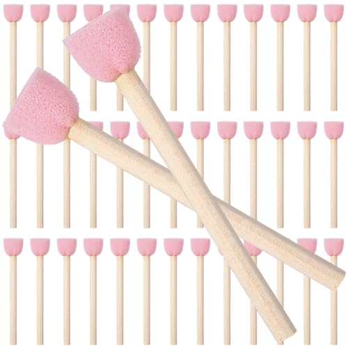 40Pcs 0.6 Inch Round Foam Sponge Brushes Foam Stencil Brush Set with Wooden Handle Small Circle Sponges Pink Stenciling Decorating Tools Paint Daubers for Painting Staining DIY Crafts Adult - style: Style 1