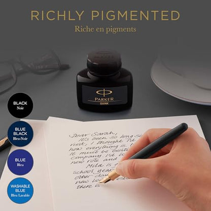 Parker Fountain Pen Ink Bottle | Washable Blue QUINK Ink | 57 ml Fountain Pen Refill