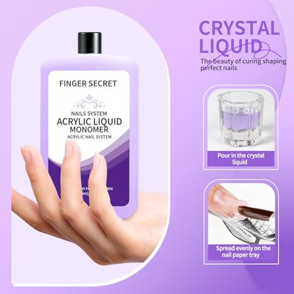 Acrylic Liquid Monomer 120ml/4.2fl.oz,Nail Liquid Monomer for Acrylic Powder Nails Extension Acrylic Nail Kit - color: 120ml set