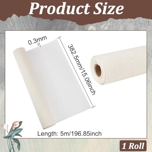 BENECREAT 5 Yards x 15 Inches Canvas Roll Linen, 27 Oz Four Primed Canvas Roll Artist Canvas for Gesso Art Painting Oil Painting Backdrop Decoration, 0.3mm Thick