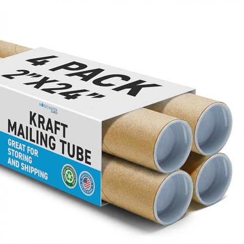 MagicWater Supply Mailing Tube - 2 in x 24 in - Kraft - 4 Pack - for Shipping and Storage of Posters, Arts, Crafts, and Documents - size: 4 Pack