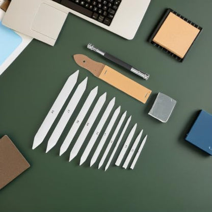 BUGUUYO 33pcs Blending Stump Kit with Tortillions Sandpaper Block Pencil Extender Kneaded Eraser for Charcoal and Graphite Drawing