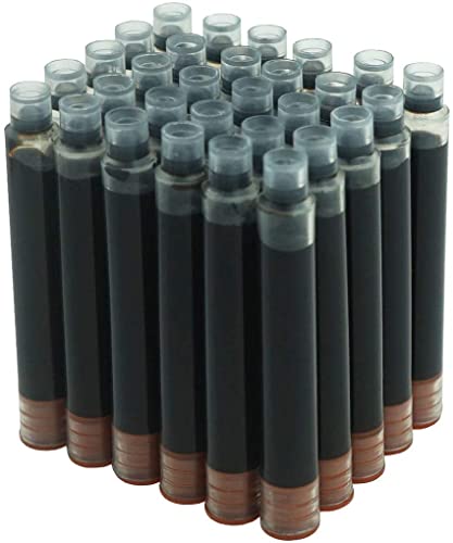 Asvine Hongdian Fountain Pen Ink Cartridges Brown Color, Set of 30 Refill Ink Cartridges, 3.4 mm Bore Diameter - color: Brown