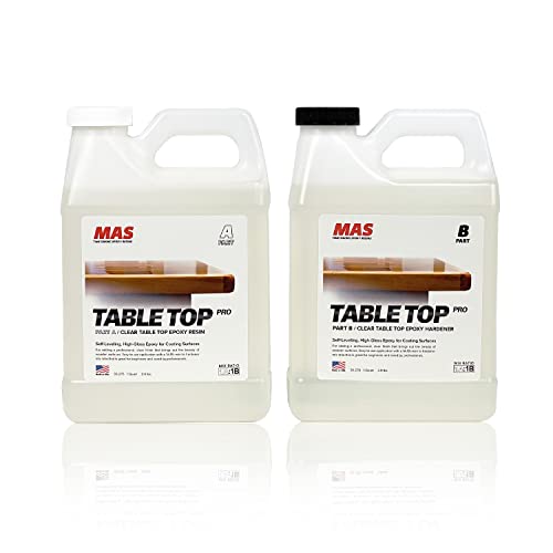 MAS Epoxies Table Top Pro Epoxy Kit 2-Quart (1-Quart Part A + 1-Quart Part B) Crystal Clear Resin Casting for DIY Arts, Crafts, Countertops, Wood Tables, Tabletops, Bar Tops - size: 2 Quart