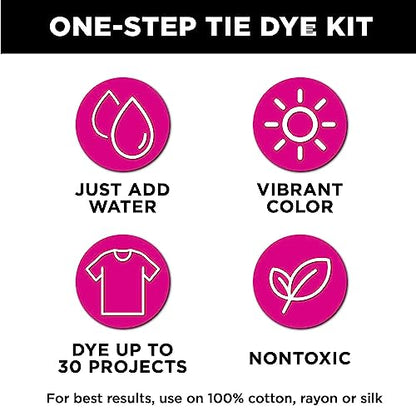 Tulip One-Step Tie-Dye Kit Tiara, Party Activity, Permanent & Vibrant Fabric Dye, Easy Clean-up, Makes 10 Bottles, Includes 5 Bonus Refill Packs, 8 Fun Techniques Included, Pink and Purple Colors - color: Tiara