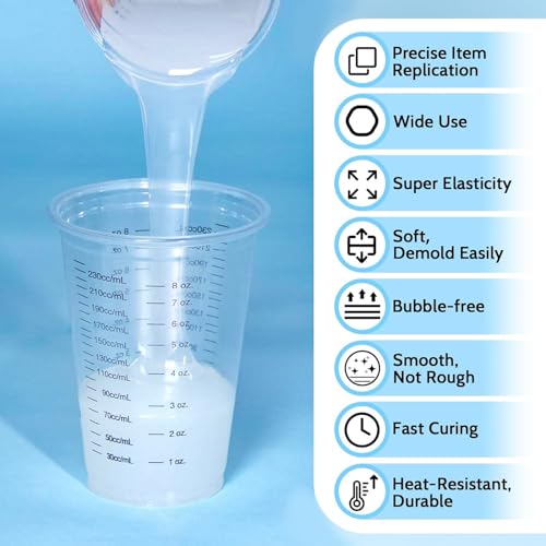 JDiction Silicone Mold Making Kit, 2.32lb(37oz) Super Elastic Liquid Silicone Rubber Fast Cure Soft Mold Making for Casting Resin, Candle, Soap Molds