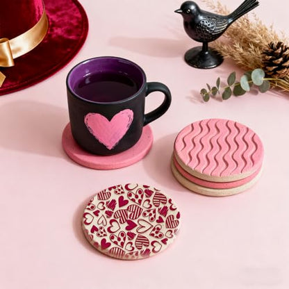 CHGCRAFT 4 Pcs Valentine's Day Love and Heart Polymer Clay Texture Sheet Valentine's Day Rubber Clay Texture Mat for Polymer Clays Making Earrings Jewelry DIY Crafts 3.9x2.6inch - style: Love and Heart