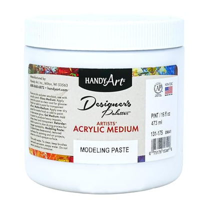Handy Art Modeling Paste, 16 oz, Opaque White Finish, 3D Texture & Impasto | Creates Sculptural Texture & Impasto Effects, Artist Quality Medium Dries Hard, Sandable, Safe & AP Non-Toxic, Made in USA - color: Modeling Paste, size: 16 Fl Oz
