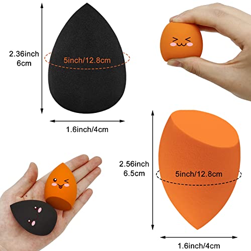 12 Pieces Professional Makeup Sponge Set,Latex Free Flawless Soft Setting Face Puffs,Makeup Blending Sponge Cosmetic Applicator for Powder,Liquid,Facial Makeup Tools - color: 12Pcs Black+Orange