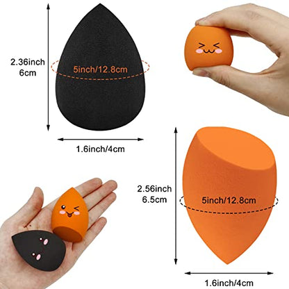 12 Pieces Professional Makeup Sponge Set,Latex Free Flawless Soft Setting Face Puffs,Makeup Blending Sponge Cosmetic Applicator for Powder,Liquid,Facial Makeup Tools - color: 12Pcs Black+Orange