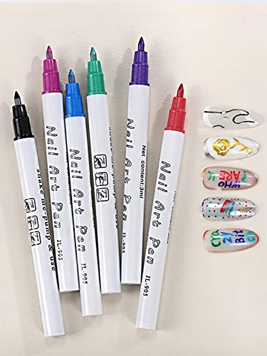 12 Color 3D Nail Art Pens Set, Kalolary Nail Point Graffiti Dotting Pen Drawing Painting Liner Brush for DIY Nail Art Beauty Adorn Manicure Tools - color: E