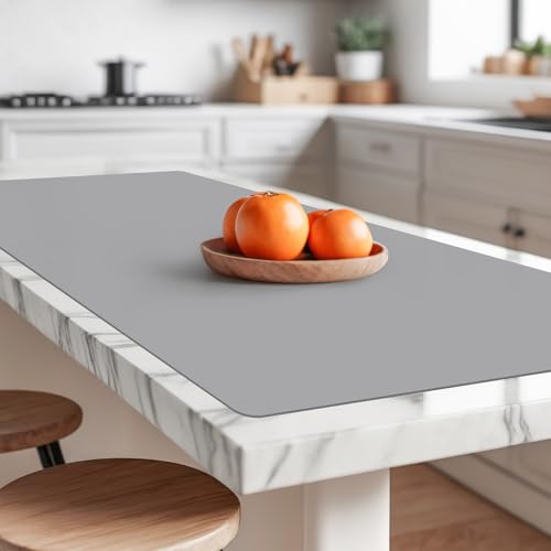 Silicone Mat for Countertop, Desk Saver Pad, Extra Large Silicone Mat for Kitchen Counter, Stain Resistant Placemat, Multipurpose and Thick - color: Light Grey, size: 35.4"L x 23.6"W