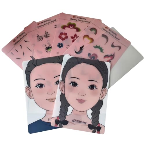 Makeup Painting Practice Board,Face Paint Practice Board,Reusable Painting Exercise Template,Stage Makeup Painting Tool,Display for Stage&Home Makeup Painting (Boy&Girl with Patterns) - color: Boy&Girl with Patterns