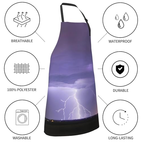 Cartoon heart sun Heavy Duty Waterproof Apron with Pockets for AdultsResistant Grilling, Gardening, Painting - color: Lightning Storm