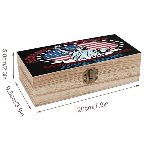 Celebrating Americas 4th July Semiquincentennial 1776 2026 Statue Of Liberty America Flag Jewelry Box Wooden Rustic Multi-Purpose Organizer with Front Clasp for Jewelry, Crafts, Accessories & - color: style-1