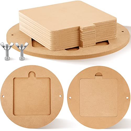 15 Pcs Bat for Pottery Wheel Adapter with Removable Inserts Pottery Bats for Throwing with 12'' Round Outer and 7'' Square Inner with Pins for Potters Clay(Light Brown) - color: Light Brown