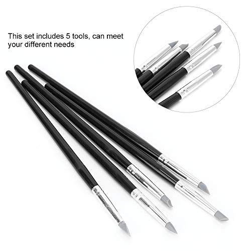 5PCS Clay Sculpting Tool Silicone Clay Tools Silicone Paint Brush Flexible Clay Sculpture Tools Silicon Color Shaper Brushes Color Shapers Brushes for Color Shaping Blending Remove