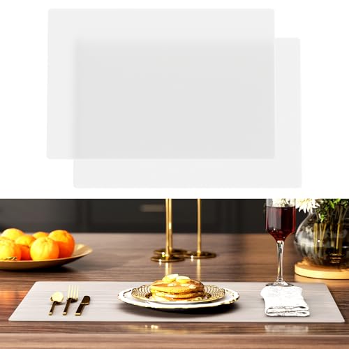 2-Pack Extra Thick Silicone Counter Mats - 24”x16” Large Heat Resistant Kitchen Countertop Protector, Non-Slip Hot Pad Trivet for Air Fryer, Hot Pots & Pans, Coffee Maker(White Translucent) - color: White Translucent