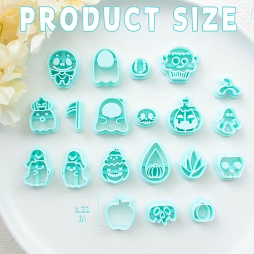 Tainsky Halloween PolymerClay Cutters - 20 Shapes Fall Polymer Clay Cutters for Earrings - color: Set D