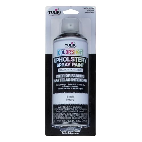 TULIP ColorShot Fabric Spray Paint for Upholstery, Permanent Spray-On Fabric Paint for Furniture, 8 oz, Black - color: Black