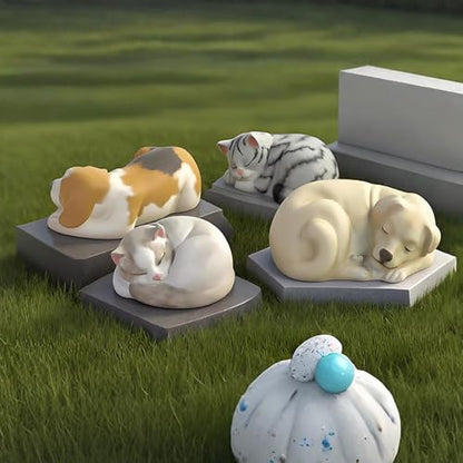 3D Dog Cat Silicone Molds for Resin Crafts Cartoon Pet Memorial Statue Epoxy Resin Molds Cute Animals Soap Mold Sleeping Cats Dogs Silicone Mold for DIY Pet Keepsakes Gummy Chocolate Candle Making