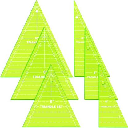 Kigley 3 Set Tall Triangle Rulers for Quilting 6 8 10 Inch Wedge Triangle & Wing Quilting Rulers and Templates Acrylic Quilt Templates for Sewing Layer Cake Patchwork Cutting Pattern DIY Craft (Green) - color: Green