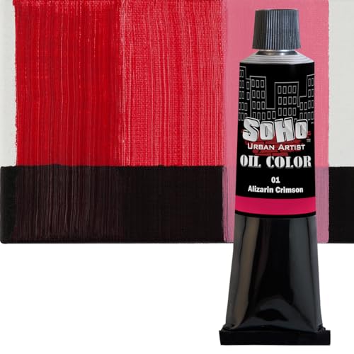 SoHo Urban Artist Oil Paint - 2 Pack, Alizarin Crimson 2 Pack - 170 ml Tube - Best Valued Oil Colors for Painting with Excellent Pigment Load - color: Alizarin Crimson
