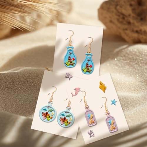 16Pcs Glass Bottle Polymer Clay Cutters Drift Bottle Ocean World Clay Earrings Cutters Polymer Jewelry Cutter for Earrings Making Birthday Party DIY Supplies - style: Glass Bottle