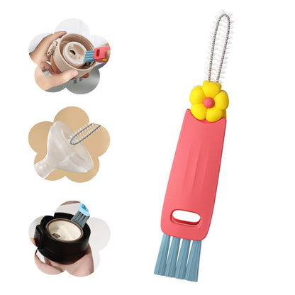 3 in 1 Cup Lid Cleaning Brush, 2024 New Portable Crevice Cleaning Brush Set for Baby Bottle Gap Tight Spaces Cup, Rotatable Cup Lid Cleaner Cup Mouth Scrubber - color: A-red