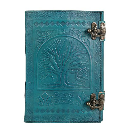600 Pages Handmade Large Leather Journal Diary Embossed Tree of Life Book Of Shadows Notebook Writing Seven Chakra Grimoire Sketchbook 7 x 10 Leather Bound (Ocean Blue) - color: Ocean Blue