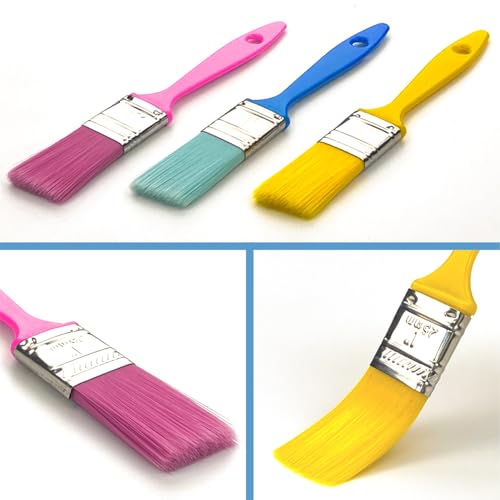 Angle sash Paint Brushes 1 Inch 12 Piece, Trim Paint Brush for Painting Acrylic Oil Crafts DIY, Walls,Touch Up,Trim Painting Supplies，Small Brushes - size: 12 pcs, 1-in, Angled