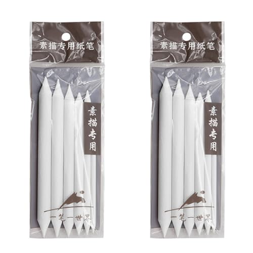 3/6PCS Artist Blending Stump and Tortillion Art Blender Set Sandpaper Pencil Sharpener for Student Sketching Drawing Sketching Paper Eraser - color: 12 Paper Erasing Pen