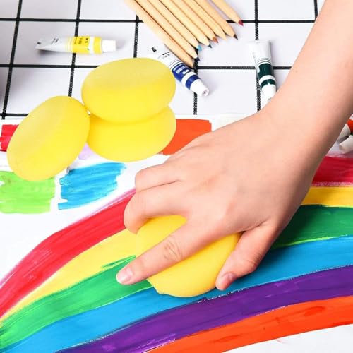 Pottery Craft Sponges, 4Pcs Round Soft Clay Sponge, 2.76In Yellow Paint Sponges for Art & Craft Pottery Clay Cleaning Ceramics Wall Face Painting - size: 4PC