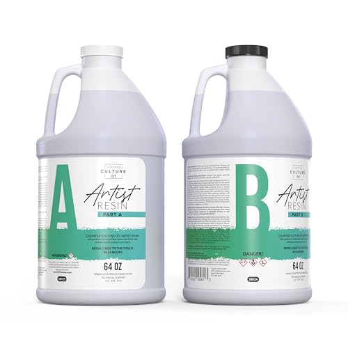 Counter Culture DIY Clear Artist Resin, 1 Gallon Kit, Art Epoxy Supplies for Metallic Stains Acrylic 100% Solids Easy Coat No VOCs Scratch UV Heat Resistant to 500 Degrees - size: 1 Gallon Kit