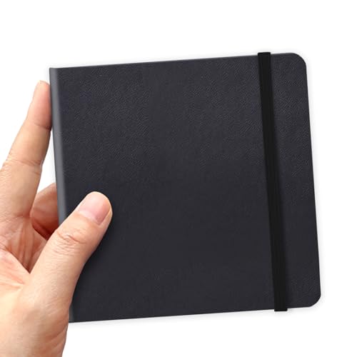 80 Sheets Black Paper Sketchbook,5" x 5" Small Hardcover Mixed Media Sketch Pad,110 GSM Acid Free Artist Drawing Paper,Travel Journal Blank Notebook for Adults Sketching,Illustration,Art Supplies - color: 110gsm PU-black paper sketchbook