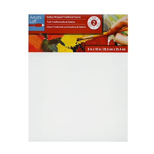 Artist's Loft 8" x 10" Level 2 Gallery Wrapped Traditional Canvas - Archival, Acid Free Cotton Canvas for Paint, Acrylic, & Oils - Bulk 12 Pack - size: 8 x 10