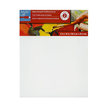 Artist's Loft 8" x 10" Level 2 Gallery Wrapped Traditional Canvas - Archival, Acid Free Cotton Canvas for Paint, Acrylic, & Oils - Bulk 12 Pack - size: 8 x 10