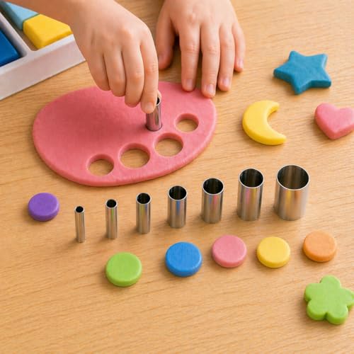 7PCS Stainless Steel Clay Cutter Round Circle Shape Cutter Ceramics Dotting Baking Ring Mold Cutter for Polymer Clay Pottery Handmade DIY Craft (7)