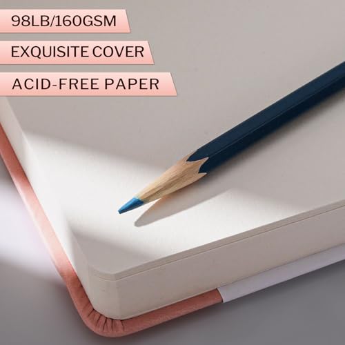 Hardcover Pocket Sketchbook, 5" x 5" Square Mini Sketchbook, 98lb/160gsm Heavyweight Tiny Sketch Book, 80 Sheets Small Travel Drawing Journal for Adults, Artist, Ideal for Gift (Pink) - color: Pink