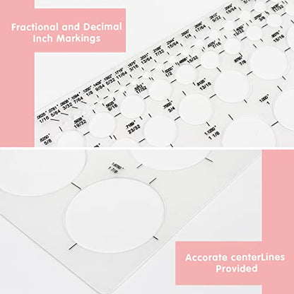 Tamaki Circle Template Circle Round Stencil Templates for Drafting for Office and School Building Formwork Drawings Templates, Large and Small Size, 3 Pack